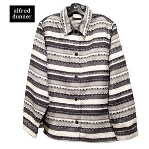 alfred dunner Minimalist 3D-Textured Stripe Long Sleeve Shirt Jacket 16